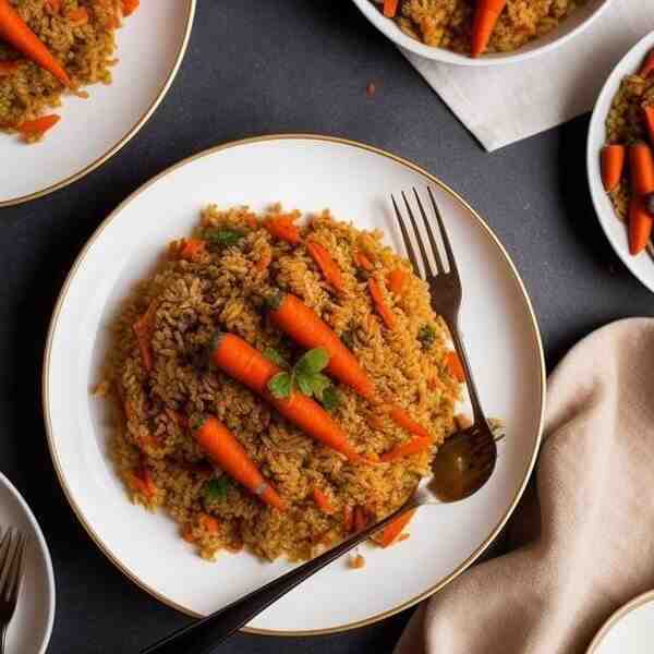 Плов из коричневого риса с финиками и морковью